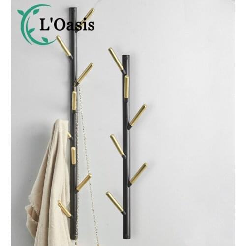 Perforation-Free Nordic Copper coat Hooks Bedroom Door Back Hooks Creative Hooks Wall-Mounted Hangers Floor-To-Ceiling Coat