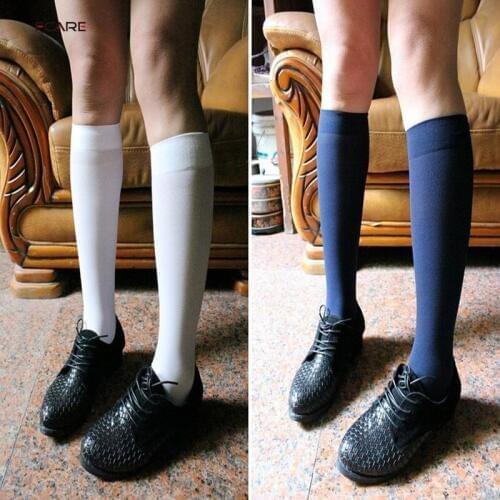 Fcare 12pieces=6pairs Nylon Socks high quality cosplay white black knee-high socks knee-high socks for uniforms knee 6657