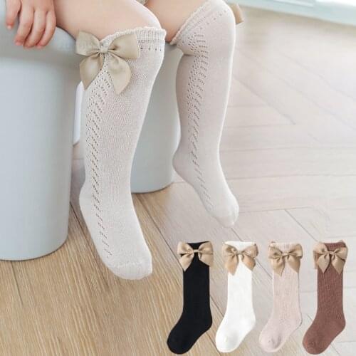 New Baby Children Girls Knee High Princess Socks Newborn Toddler Girl Cute Bowsknot Soft Cotton Breathable Long Tube Floor Sock