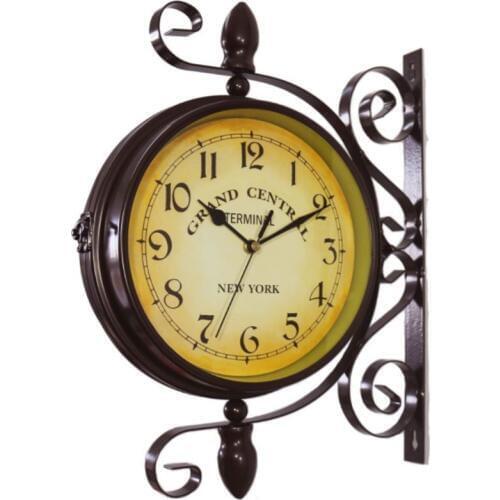 New European Style Vintage Clock Innovative Fashionable Double Sided Wall Clock for clocks