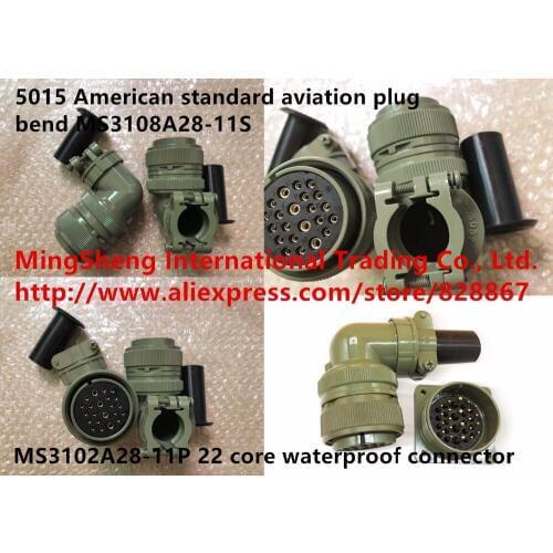 Original new 100% 5015 standard aviation plug bend MS3108A28-11S MS3102A28-11P 22 core waterproof connector