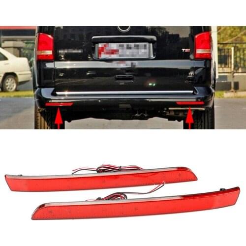 OKEEN 2pcs Car LED Rear Bumper Reflector Light for VW Transporter Multivan Caravelle Tail Light Driving Brake Light Red Fog Lamp