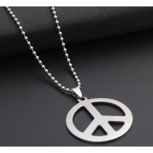 10 Stainless steel hollow anti-war logo necklace geometric round peace Sign GD peace symbol titanium steel necklace jewelry