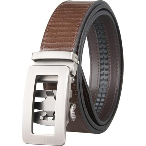 Male Leather Strap Men belt luxury brand Automatic Buckle Belts For Men Coffee Starp