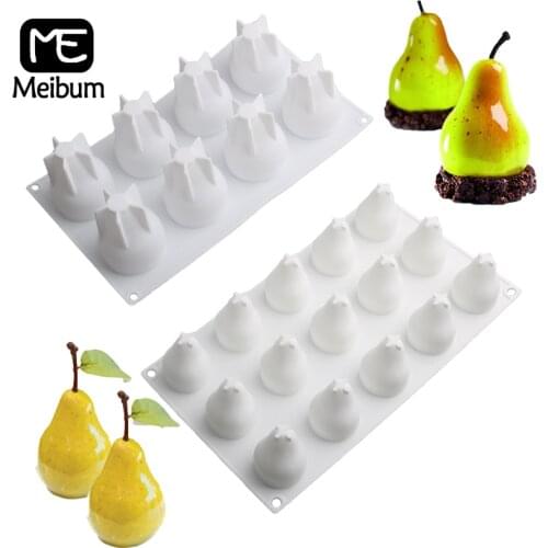 Meibum 8/15 Cavity Silicone Cake Molds Pear Design Mousse Pastry Bakeware Party Dessert Baking Tools Kitchen Chocolate Moulds