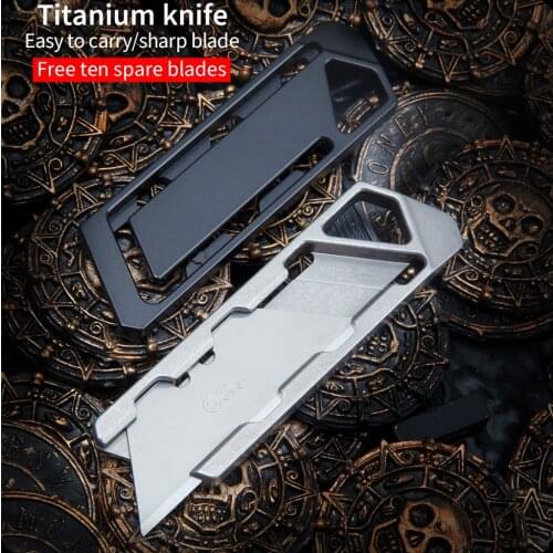 Titanium alloy push-pull self-defense knife mini knife edge express knife carry-on daily life multi-function small tool knife