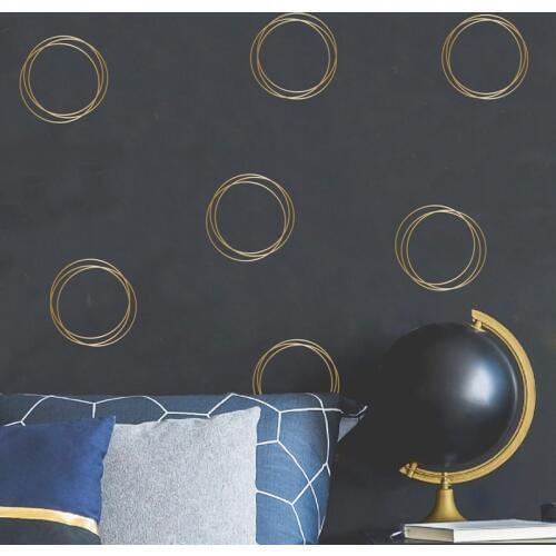 Unique Modern Geometric Circle Wall Decals Home Decor Ring Vinyl Art Sticker Living Room Gold Decal Mural Art Wall Decoration
