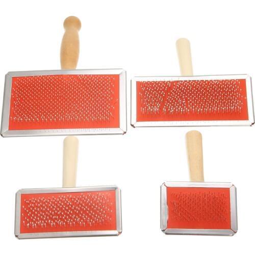 S/M/L/XL Pet Grooming Comb Cat Steel Pin Dog Hair Trimmer Wooden Handle Hair Brush Combs Pet Cleaning Supplies