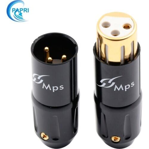 MPS Caesar-W/M High End 3pin Male 24K Gold Plated Female XLR Male Jack Balance Plug Microphone Audio Connector Socket