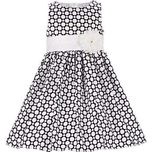 Yatheen Girls White Dot Formal Dress Width Ribbon Flower Kids Dress Party Dresses