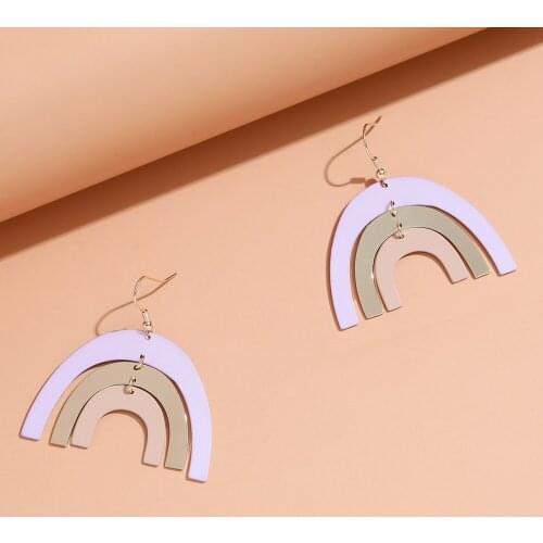LUNA CHIAO 2021 Spring Summer Fashion Jewelry Matte Rubber Coating Rainbow Shape Drop Statement Earrings for Women