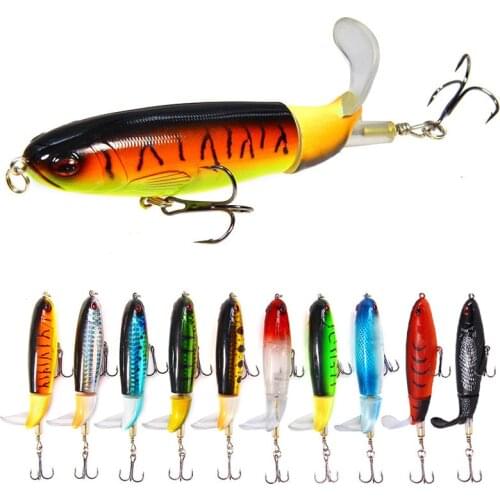 1Pcs Topwater Fishing Lure Whopper Popper 10cm14cm rotating propeller Soft tail wobbler ABS Artificial hard bait Fishing tackle