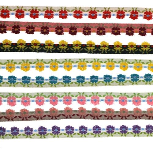 1yard/pack 1.5cm/0.7" baby alive clothes floret DIY national lace ribbon Computer embroidery jute ribbon T-081