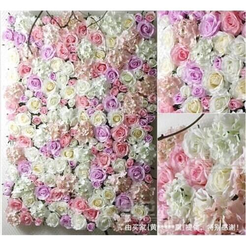 10pcs/lot Artificial silk rose flower wall 40cm * 60cm wedding background lawn/pillar road lead market decoration