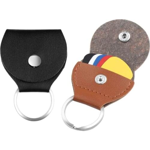 2PCS Leather Plectrum Holder Keyrings With 10 Pieces Colorful Guitar Picks 0.46m Dropship