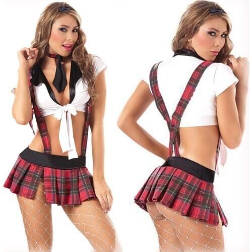 2019 New Sexy Lingerie School Girl Student Cosplay Fancy Dress Uniform Costume Outfit For One Size