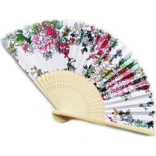 24PCS Summer Vintage Bamboo Folding Fan Hand Held Flower Fan Chinese Dance Party Pocket Gifts Favors Wedding Colorful