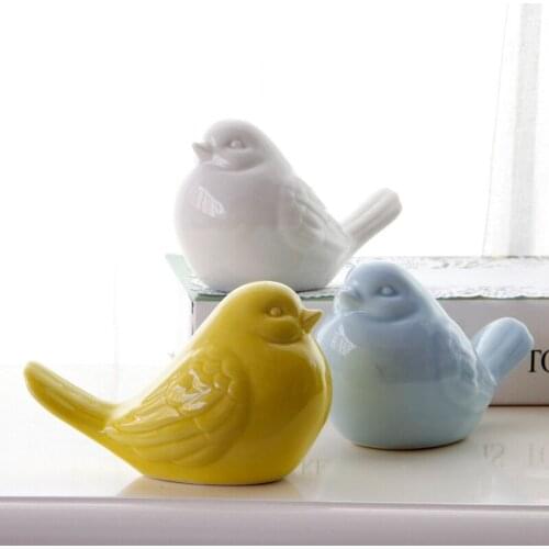 5.1'' Ceramic Magpies Bird Figurines 3 Colors Magpie Ornament Statue Animal Birds Model Home Decor Creative Gift for Kids