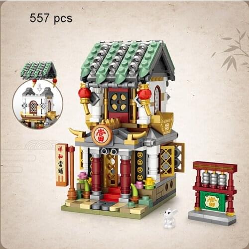 500pcs+ LOZ Classic Chinese Style Series Street View Model Building Blocks Minifigure Boys Toy For Kids Birthday Christmas Gift