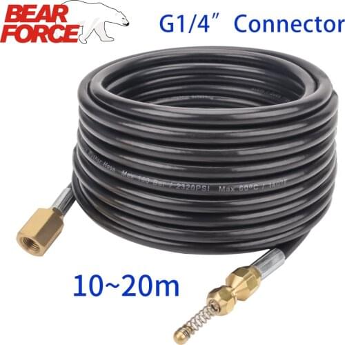 10~20m Car Washer Sewer Drain Water Cleaning Hose High Pressure Washer Sewage Jet Water Hose Water Pipeline Clogging Kit G1/4"