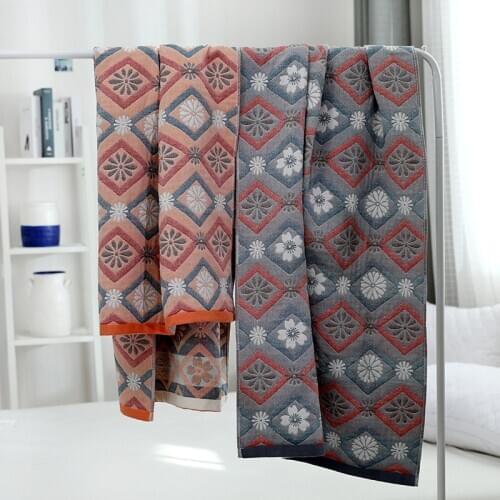 Absorbent Muslin Cotton Large Beach Bath Towels for Adults Kids Japanese Style Face Hand Towel Geometric Shower Towels Bathroom