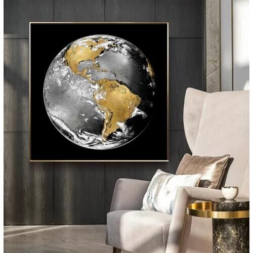 Abstract Earth Moonlight Canvas Painting On The Wall World Map Wall Art Poster Prints Wall Pictures for Living Room Home Cuadros