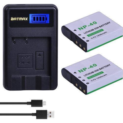2pcs 1230mAh NP-40 NP40 Camera Battery +LCD USB Charger for Casio EX-Z400 FC100 FC150 FC160S P505 P600 P700 Z300 Z600 EX-Z850