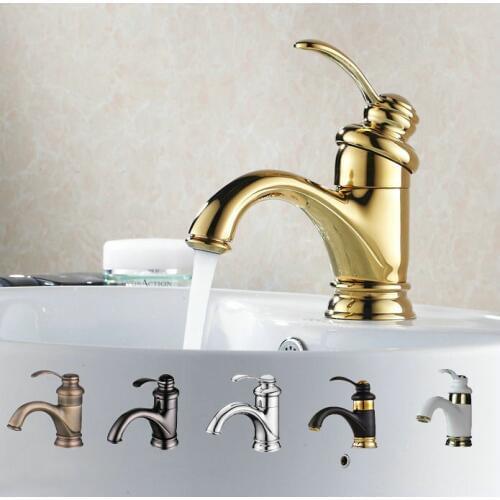 Antique Bathroom Faucet Gold/ Black/ Silver Basin Faucet Polish Brass Tap Bathroom Sink Basin Mixer Tap