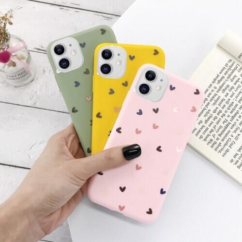 Phone Case For iPhone 11 Pro Max X XS XR Xs Max Candy Color Love Heart Soft TPU Silicone Cover For iPhone 6 6s 7 8 Plus