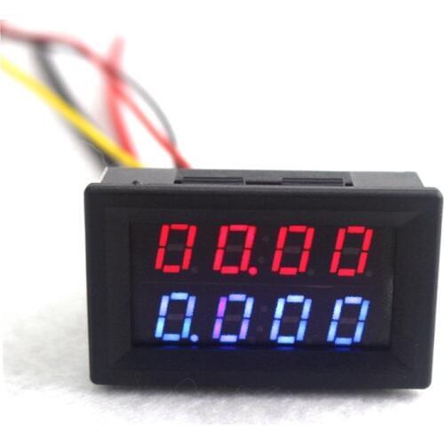 Digital DC Voltmeter Ammeter DC 200V 10A Voltage Current Meter Power Supply DC4V-28V Red Blue LED Dual Display