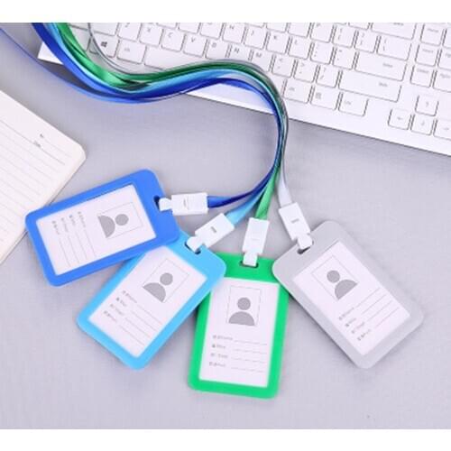 Women Men ID Credit Bank Card Holder Students Bus Card Case Lanyard Male Visit Door Identity Card Case Badge Bag