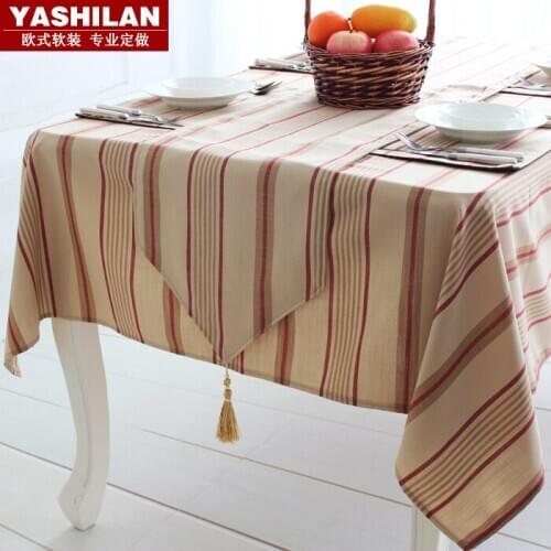 European high-grade cotton table runner rustic dining table Bubu arts minimalist modern stripes square coffee table cloth tablec