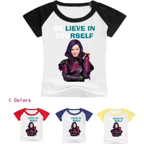 Factory Retail Summer Cartoon Descendants T Shirt Kids Girls T-Shirt Summer Baby Girls Tops Toddler Tees Short Children Clothing