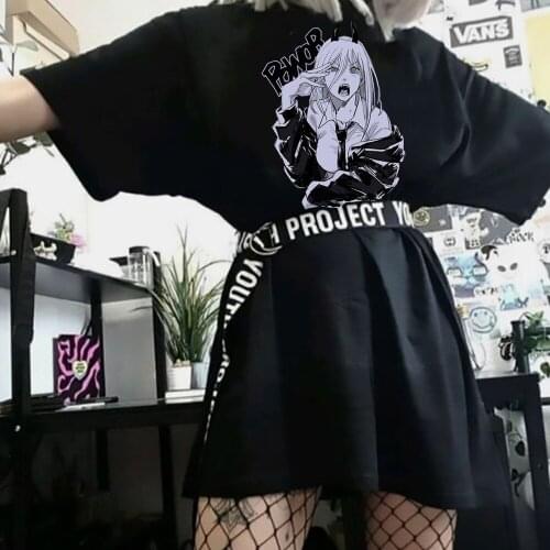 Chainsaw Man Fashion Short Sleeve Japan Manga Cool Power Print T-Shirt Men Women Cotton Street Style Summer Clothes Tops Tees