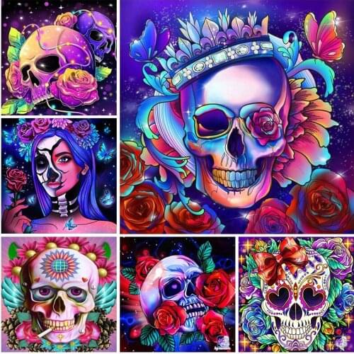 FIYO Full Square Drill New Arrivals 5D DIY Diamond Painting Flower Skull Embroidery Cross Stitch Home Decor Gift