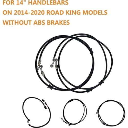 Black Cable Brake Line Kit for 14" Handlebars on 2014-2020 Road King Models without ABS Brakes