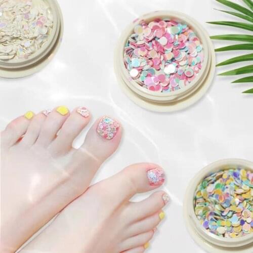 KXY 10G/Bag Japanese Manicure Blend Colorful Sequins Ultra Thin Mut Round Sequins Solvent Resistant Oil Round Nails