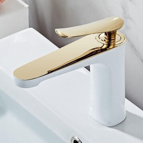 Brass Basin Faucets Bathroom Sink Tap White Black Gold Bathtub Mixer Surface Mounted Wash Basin Hot and Cold Water Faucet