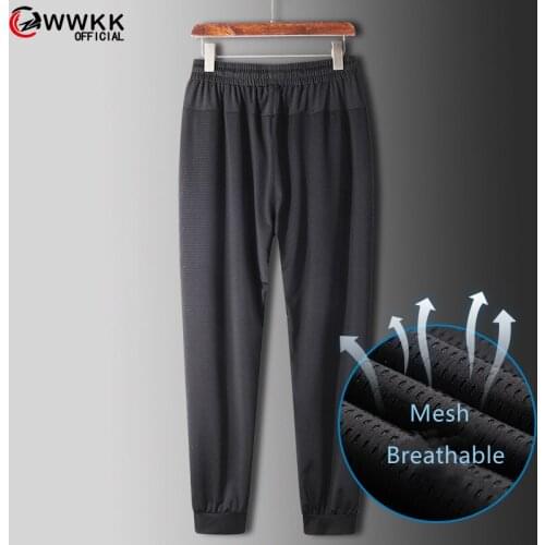 WWKK 2021 Mens Cool Mesh Pants Bottom Stretch Loose Casual Trousers Pants Gym Sports Soft Casualpants Black Color