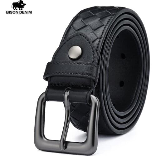 BISON DENIM Cowskin Genuine Leather Men Belt Cow Man Designer Belts Fashion Pin Buckle Belts For Men Leather Designer N71646
