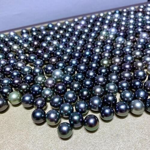 Real Natural Tahitian Tahiti South Sea Pearls, Loose Black Color Pearls, 8-11MM Big Size Round Pearls, 10PCS/LOT
