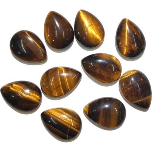 Natural Tiger Eye Stone Cabochon Beads Flat Back Water Drop Shape No Hole Loose Beads For jewelry making DIY Ring accessories