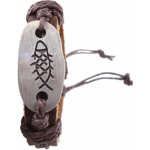 Casual New Arrial Handmade Fish Symbol Charm Hemp Rope Genuine Leather Women Men Bracelet Vintage Punk Female Wholesale Jewelry