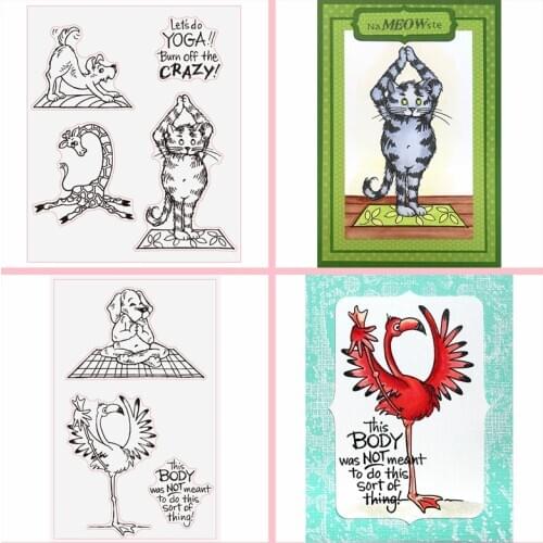 Clear Transparent Stamps Cat Giraffe Puppy Flamingo Doing Yoga Sports DIY Scrapbooking Craft Paper Making Template 2020 New