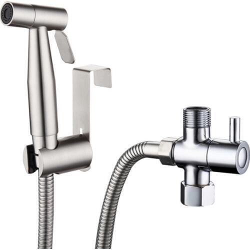 1 Set Stainless Steel Brushed Nickel Bidet Sprayer for Toilet Flush Spray Gun Bidet Toilet Attachment