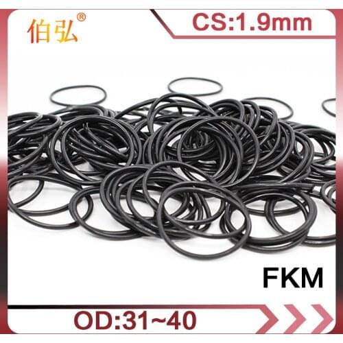 5PCS/lot Rubber Ring Black FKM/Viton O ring Seal CS:1.9mm OD31/32/33/34/35/36/37/38/39/40mm Rubber O-Ring Seal Oil Ring Gasket