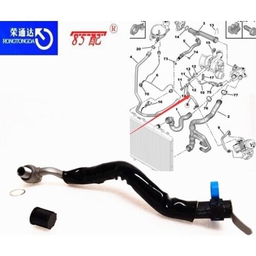Turbocharged coolant hose 1341K4 For Peugeot 3008/208/308/408/508/5008/RCZ For Citroen DS4/DS5/C5 III/C4/Picasso Coolant hose