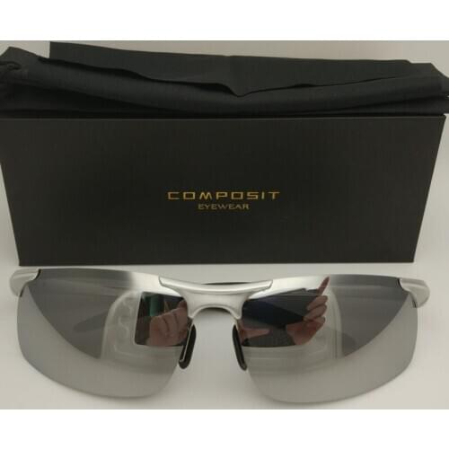 Elastic Leg Composit Brand Super Light Sun Glasses Silver Mirror Sports Semi Rimless Aluminium Magnesium Men Polaroid Sunglasses