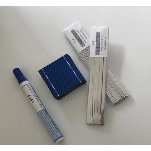 ALLMEJORES 25pcs 52mmx52mm solar cells 0.43W/pcs For DIY 12V 10W Solar panel + Enough Tabbing wire and Bus wire+ Flux pen