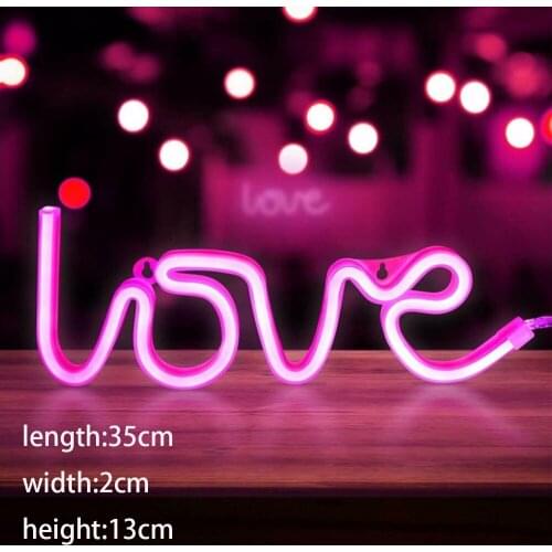 LED Battery Neon Love Shape Letter Night Light Sign Lamp Double Powered Nightlight for Valentines Day Birthday Party Wedding LED